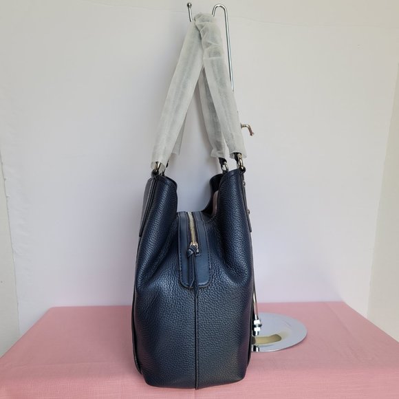 MICHAEL KORS Molly Pebbled Leather Large Shoulder Tote- Navy color⭐ - Picture 10 of 16